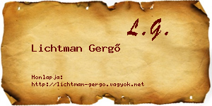 Lichtman Gergő névjegykártya